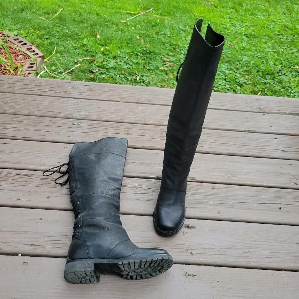 Nine West Mavira Black‎ Leather Over The Knee OTK Equestrian Riding Tall Boots
